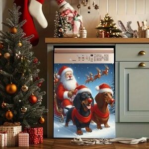 NEW Santa and Dachshunds Dishwasher Cover